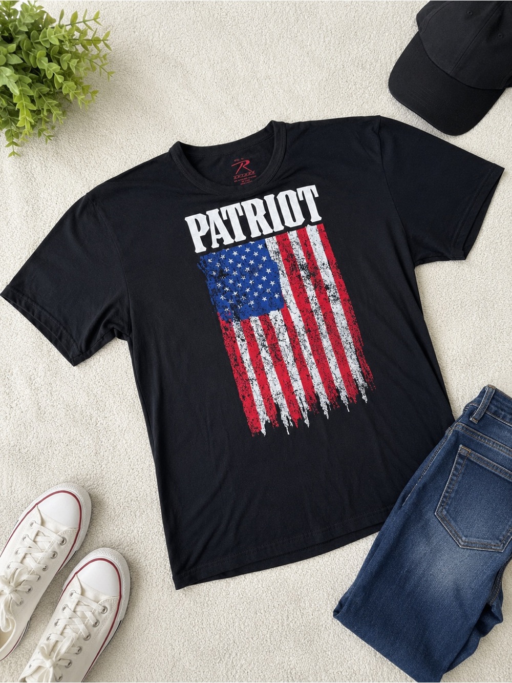 Rothco Black 'Patriot' Tee with Red & Blue Flag Graphic